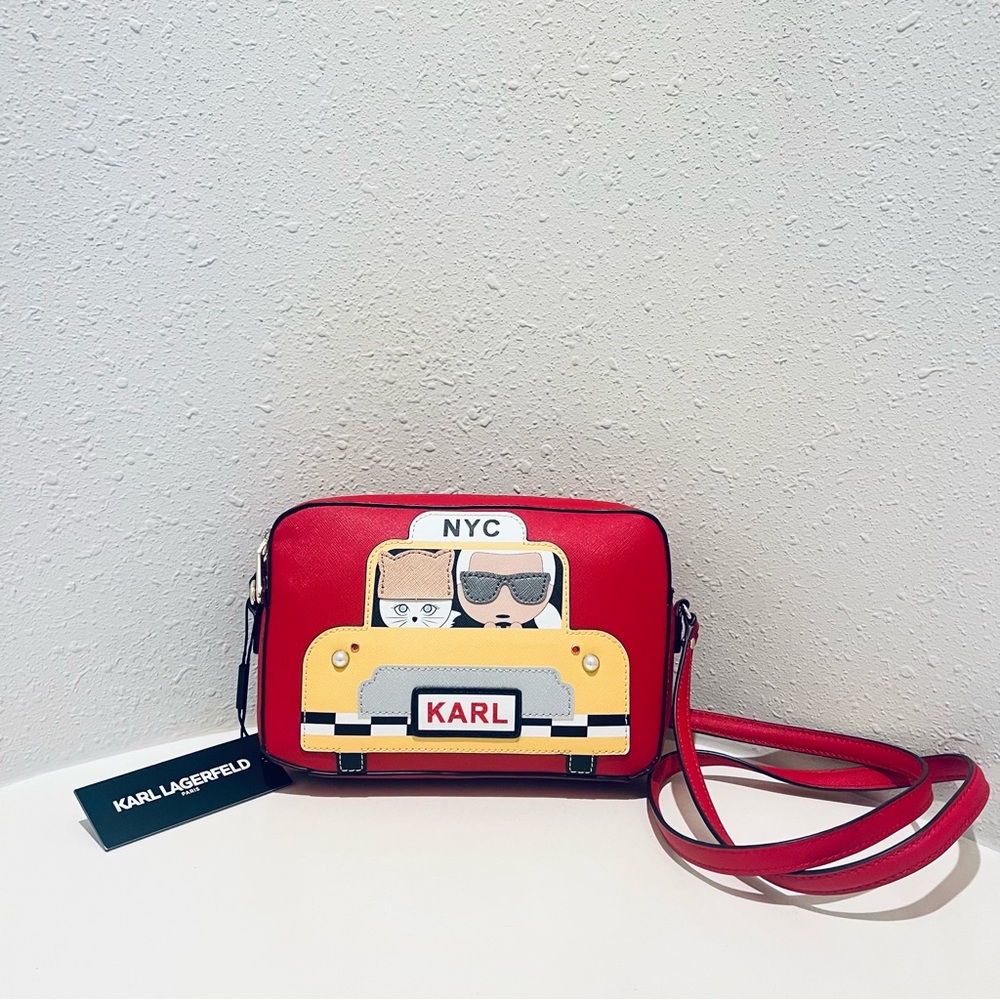 Karl Lagerfeld Paris Maybelle Leather Red Crossbody Bag NWT